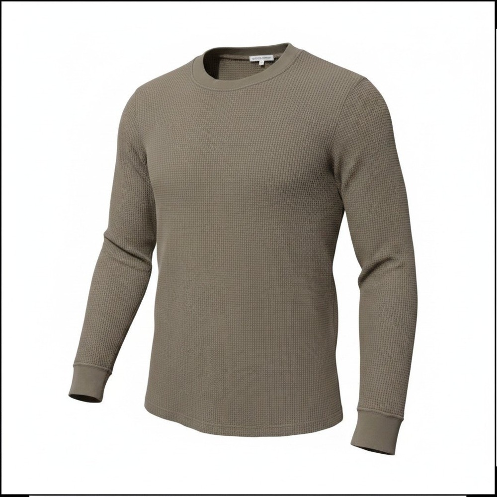 Cotton Citizen Waffle Knit Long Sleeve Mens Large Gray Thermal Shirt